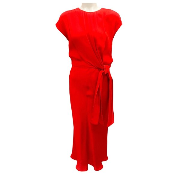 Mantu Burnt Red 2023 Self Tie Midi Dress - Picture 1 of 6